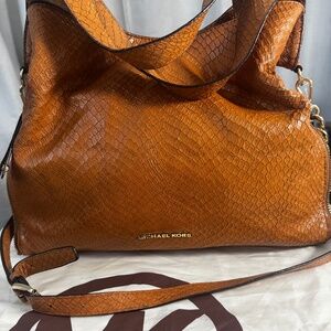 Michael Kors Jet Set Travel Tote – Brown Python Embossed Leather